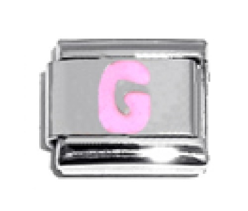 Pink Letter G - 9mm Italian charm - Click Image to Close